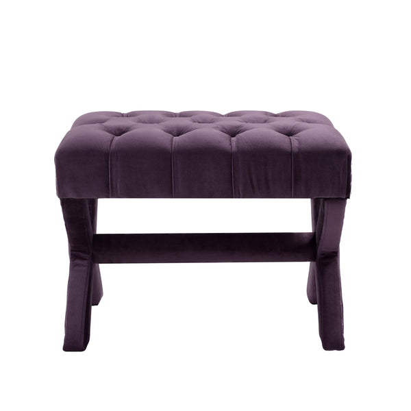 Homeroots 20" Plum Velvet Tufted Ottoman Plum,Velvet  487764