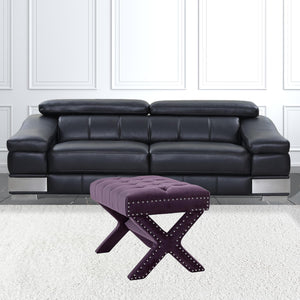 Homeroots 20" Plum Velvet Tufted Ottoman Plum,Velvet  487764