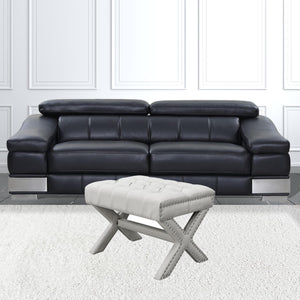 Homeroots 20" Cream Linen Tufted Ottoman Cream White,Linen  487766