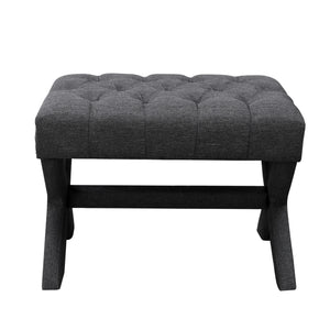 Homeroots 20" Gray Linen Tufted Ottoman Dark Grey,Linen  487767