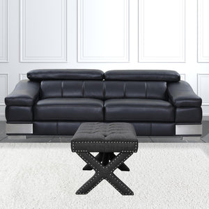 Homeroots 20" Gray Linen Tufted Ottoman Dark Grey,Linen  487767