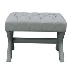 Homeroots 20" Light Gray Linen Tufted Ottoman Light Grey,Linen  487768