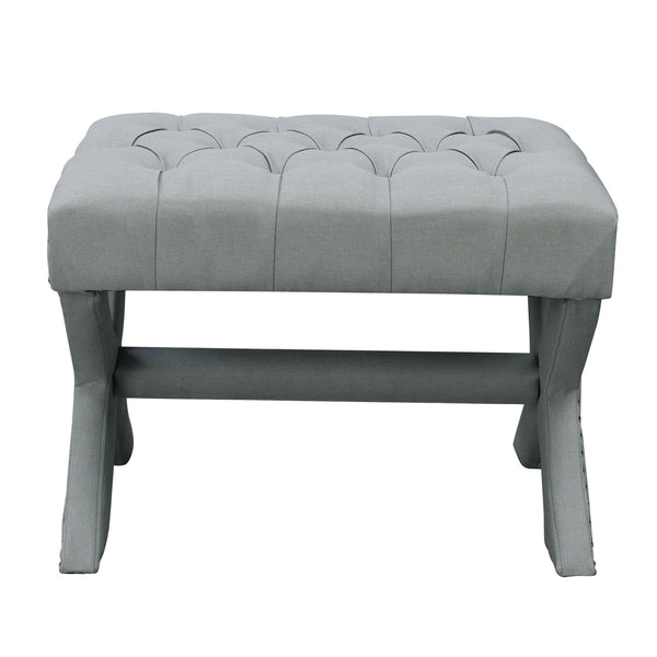 Homeroots 20" Light Gray Linen Tufted Ottoman Light Grey,Linen  487768