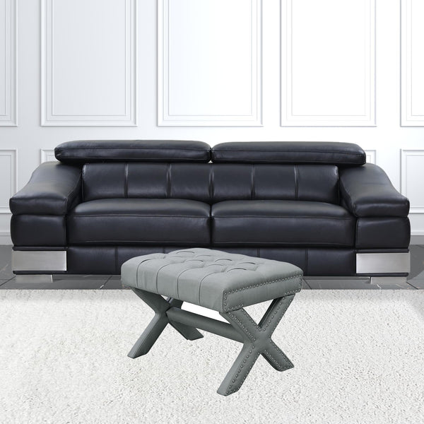 Homeroots 20" Light Gray Linen Tufted Ottoman Light Grey,Linen  487768