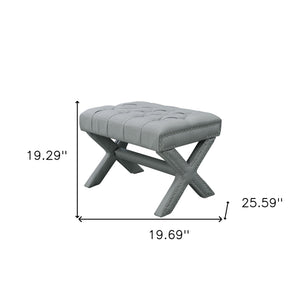 Homeroots 20" Light Gray Linen Tufted Ottoman Light Grey,Linen  487768