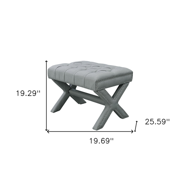 Homeroots 20" Light Gray Linen Tufted Ottoman Light Grey,Linen  487768