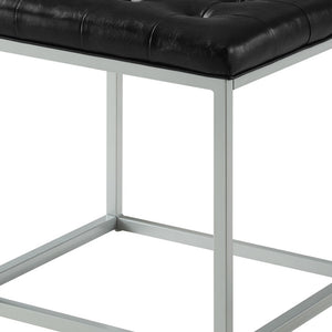 Homeroots 18" Black Faux Leather And Gray Cube Ottoman Black  487769