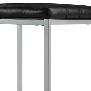 Homeroots 18" Black Faux Leather And Gray Cube Ottoman Black  487769