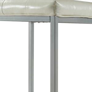 Homeroots 18" Cream Faux Leather And Gray Cube Ottoman Cream White  487771