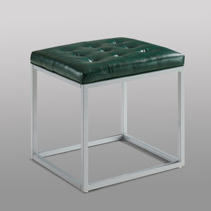 Homeroots 18" Green Faux Leather And Gray Cube Ottoman Green  487772