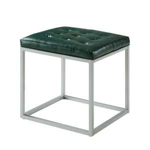 Homeroots 18" Green Faux Leather And Gray Cube Ottoman Green  487772