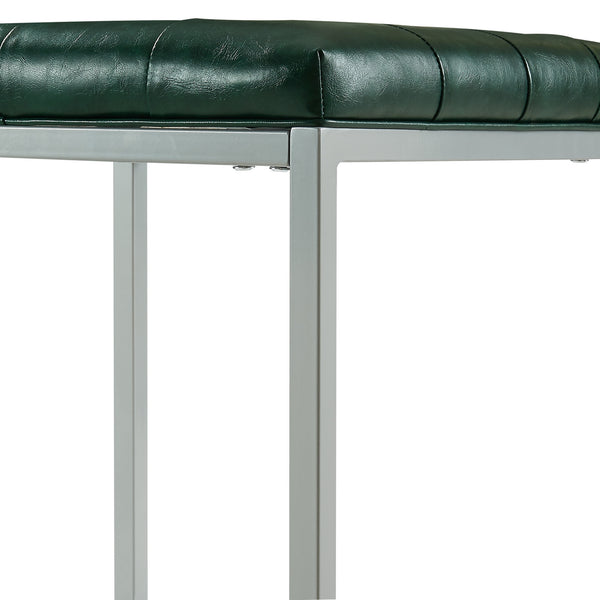 Homeroots 18" Green Faux Leather And Gray Cube Ottoman Green  487772