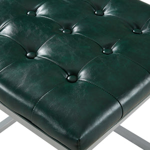 Homeroots 18" Green Faux Leather And Gray Cube Ottoman Green  487772