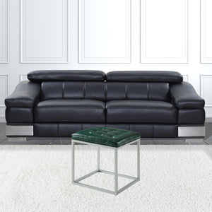 Homeroots 18" Green Faux Leather And Gray Cube Ottoman Green  487772