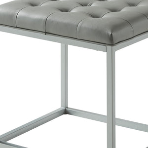 Homeroots 18" Gray Faux Leather Cube Ottoman Grey  487773