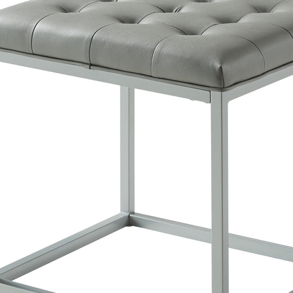 Homeroots 18" Gray Faux Leather Cube Ottoman Grey  487773