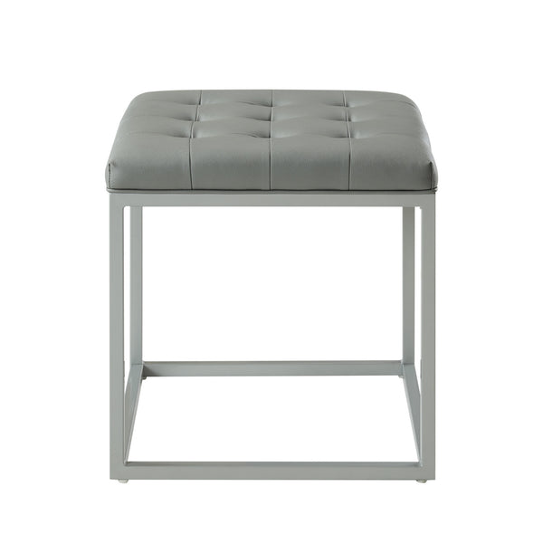 Homeroots 18" Gray Faux Leather Cube Ottoman Grey  487773