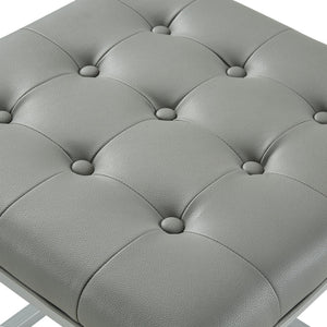 Homeroots 18" Gray Faux Leather Cube Ottoman Grey  487773