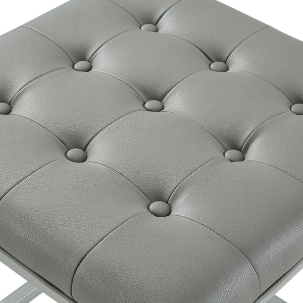 Homeroots 18" Gray Faux Leather Cube Ottoman Grey  487773