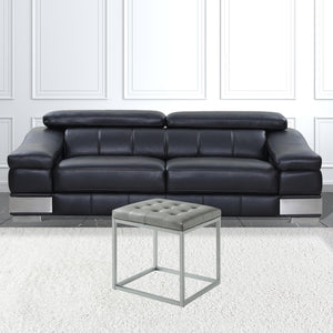 Homeroots 18" Gray Faux Leather Cube Ottoman Grey  487773