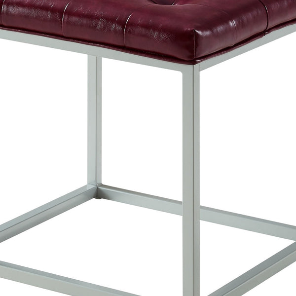 Homeroots 18" Purple Faux Leather And Gray Cube Ottoman Purple  487774