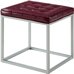 Homeroots 18" Purple Faux Leather And Gray Cube Ottoman Purple  487774
