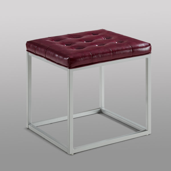 Homeroots 18" Purple Faux Leather And Gray Cube Ottoman Purple  487774