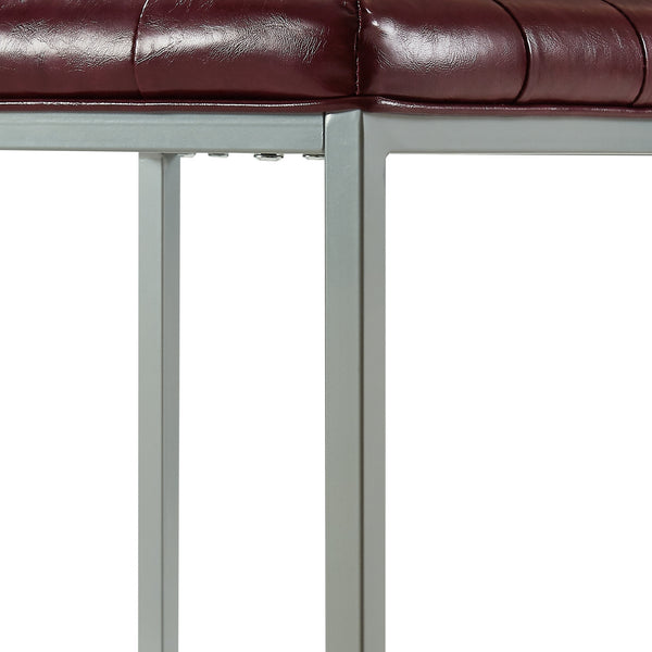 Homeroots 18" Purple Faux Leather And Gray Cube Ottoman Purple  487774