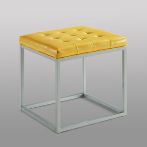 Homeroots 18" Yellow Faux Leather And Gray Cube Ottoman Yellow  487775
