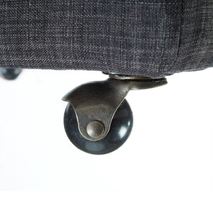 Homeroots 20" Charcoal Black Linen Rolling Storage Ottoman Black,Linen  487777