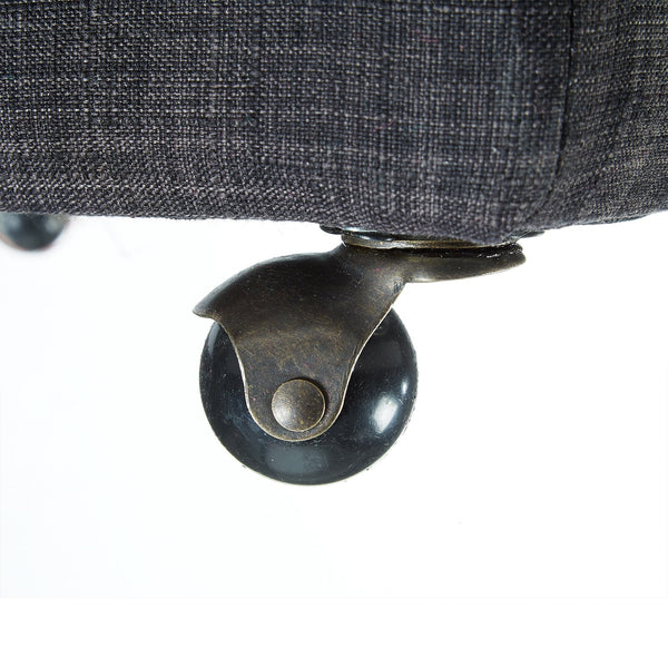 Homeroots 20" Charcoal Black Linen Rolling Storage Ottoman Black,Linen  487777