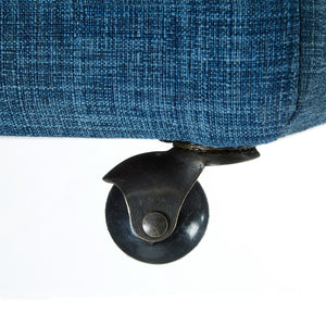 Homeroots 20" Blue Linen And Black Rolling Striped Storage Blue,Linen  487778