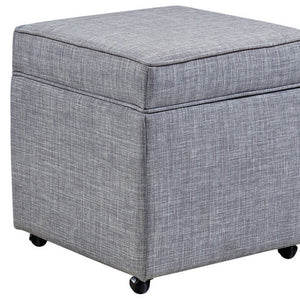 Homeroots 20" Light Heathered Gray Linen Storage Ottoman With Wheels Light Grey,Linen  487779