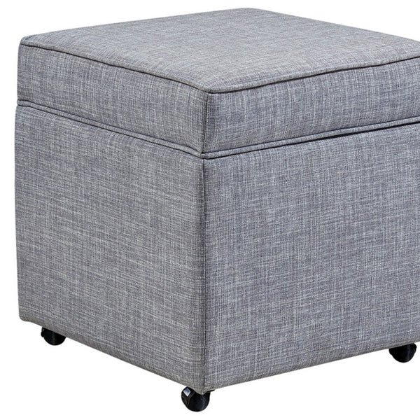Homeroots 20" Light Heathered Gray Linen Storage Ottoman With Wheels Light Grey,Linen  487779