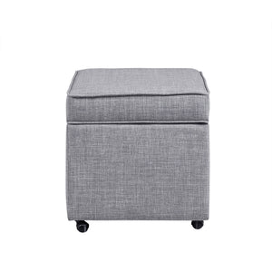Homeroots 20" Light Heathered Gray Linen Storage Ottoman With Wheels Light Grey,Linen  487779