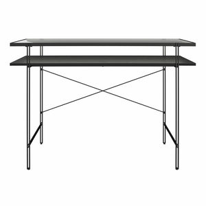 English Elm Vance Computer Desk with Fluted Glass Top, Woodgrain Laminate, Open Shelves, 50 lb Capacity B2733P395251