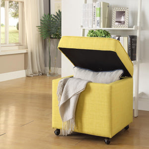 Homeroots 20" Yellow Linen And Black Rolling Striped Storage Yellow,Linen  487780