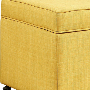 Homeroots 20" Yellow Linen And Black Rolling Striped Storage Yellow,Linen  487780