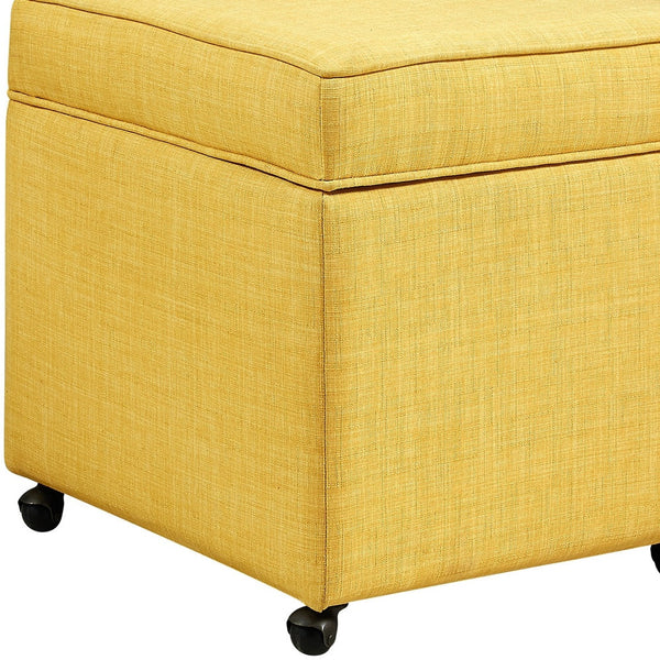 Homeroots 20" Yellow Linen And Black Rolling Striped Storage Yellow,Linen  487780