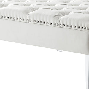 Homeroots 35" White Faux Leather And Clear Cocktail Ottoman Cream White  487782