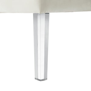 Homeroots 35" White Faux Leather And Clear Cocktail Ottoman Cream White  487782