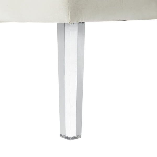 Homeroots 35" White Faux Leather And Clear Cocktail Ottoman Cream White  487782