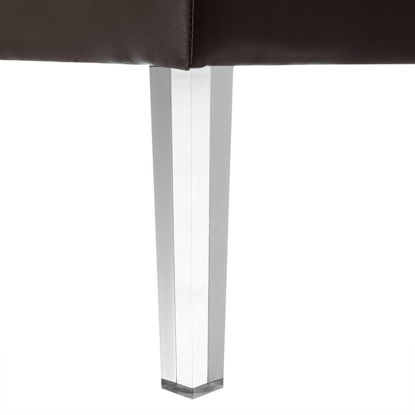 Homeroots 35" Espresso Faux Leather And Clear Cocktail Ottoman Espresso  487783