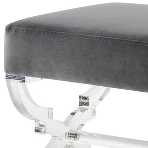 Homeroots 18" Gray Velvet And Clear Ottoman Grey,Velvet  487786