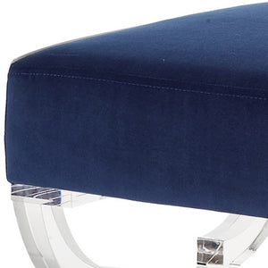 Homeroots 18" Navy Blue Velvet And Clear Ottoman Navy,Velvet  487787