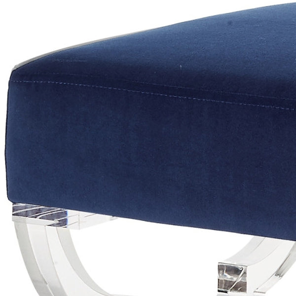 Homeroots 18" Navy Blue Velvet And Clear Ottoman Navy,Velvet  487787