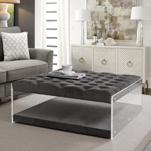 Homeroots 36" Gray Velvet Storage Ottoman Grey,Velvet  487791