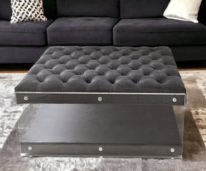 Homeroots 36" Gray Velvet Storage Ottoman Grey,Velvet  487791