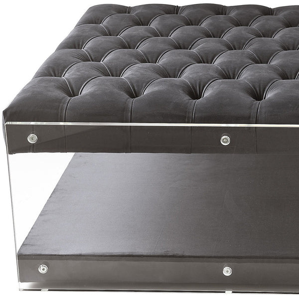 Homeroots 36" Gray Velvet Storage Ottoman Grey,Velvet  487791
