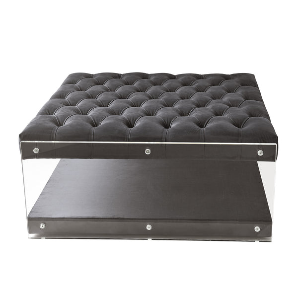 Homeroots 36" Gray Velvet Storage Ottoman Grey,Velvet  487791
